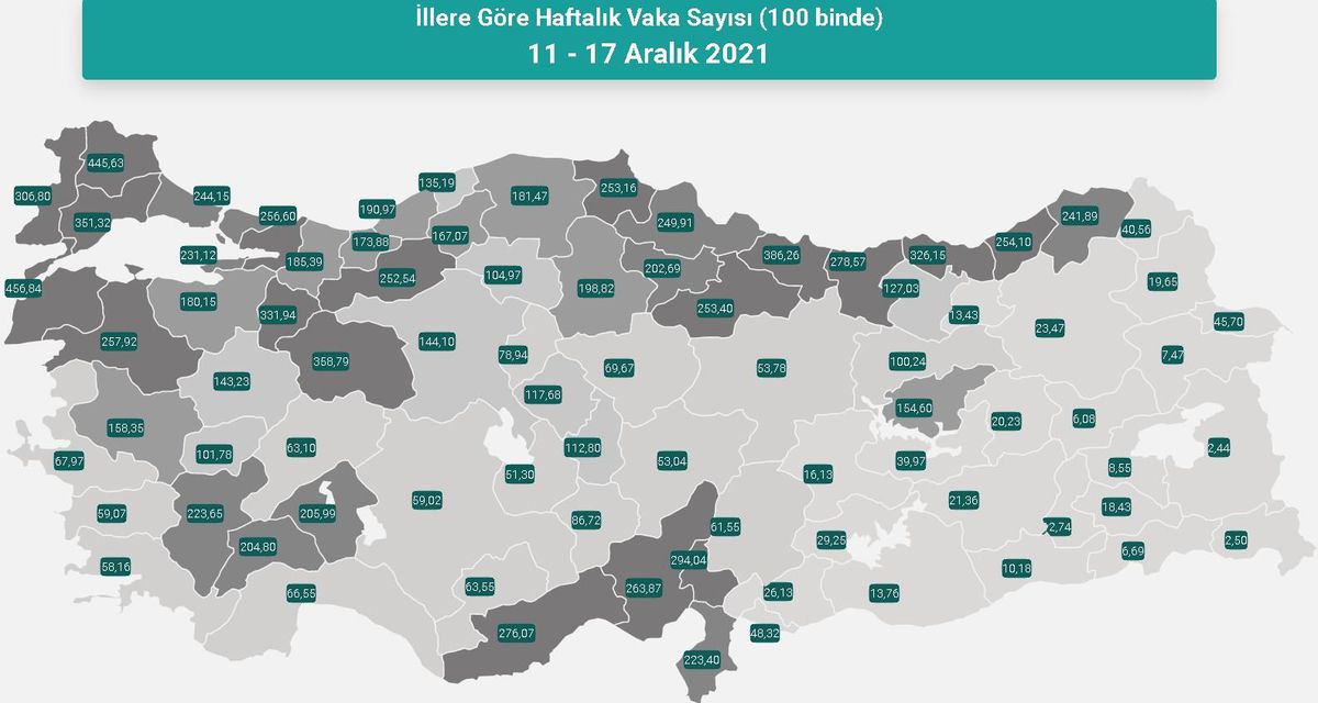 İl il koronavirüs vaka sayıları kaçtır? 11-17 Aralık İl il güncel koronavirüs risk haritası ve haftalık vaka sayıları açıklandı mı?