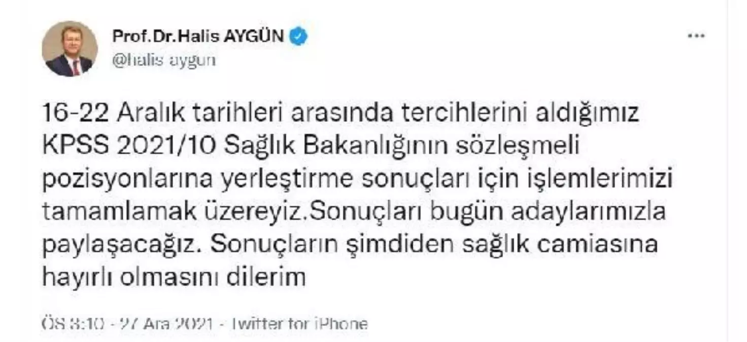 Son dakika haberi... KPSS 2021/10 Sağlık Bakanlığı sözleşmeli personel alımı yerleştirme sonuçları bugün açıklanacak