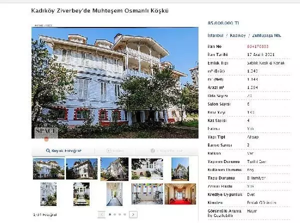 Tarihi Razi Trak Köşkü 85 milyon liraya satışa çıkarıldı