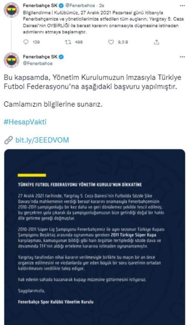 Fenerbahçe milyarlık kayıplarının telafisi için ilk adımı attı! TFF'ye sürpriz kupa başvurusu Fenerbahçe milyarlık kayıplarının telafisi için ilk adımı attı! TFF'ye sürpriz kupa başvurusu