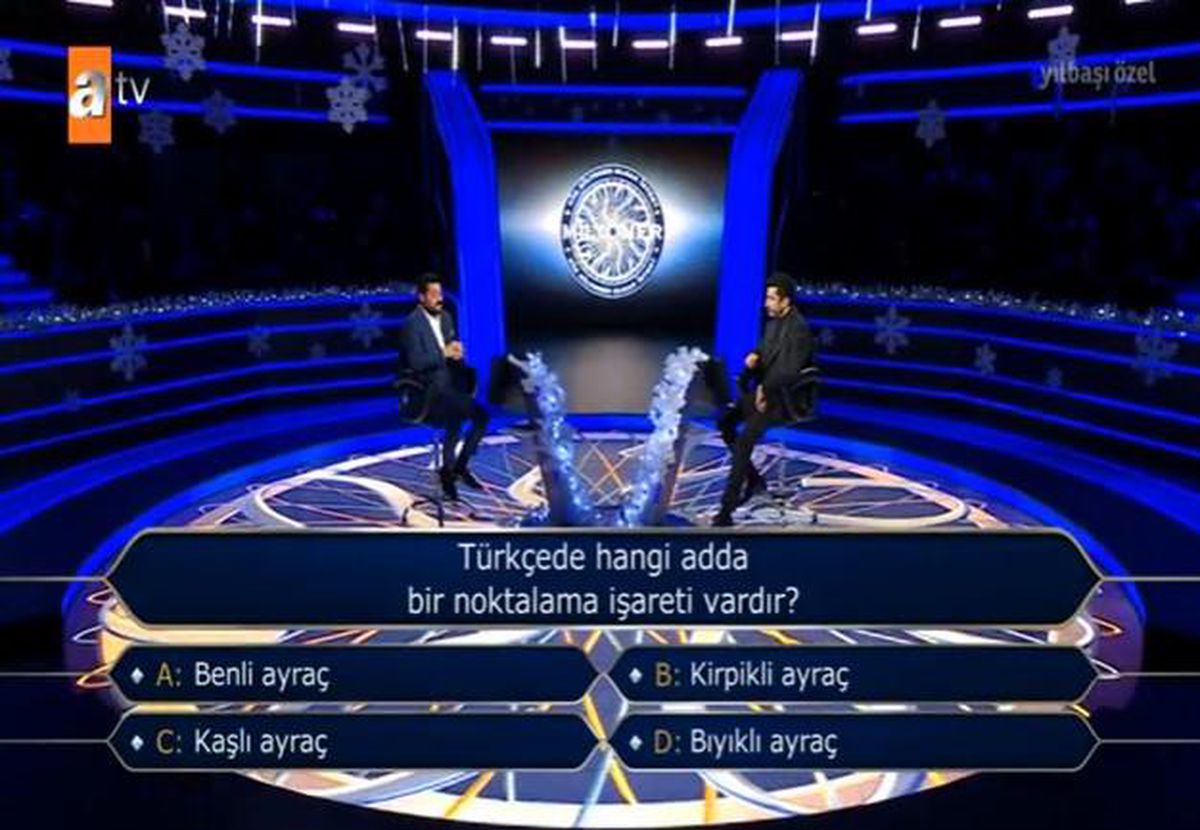 (Türkçede hangi adda bir noktalama işareti vardır?) Kim Milyoner Olmak İster Yılbaşı özel 200 Bin TL'lik soru!