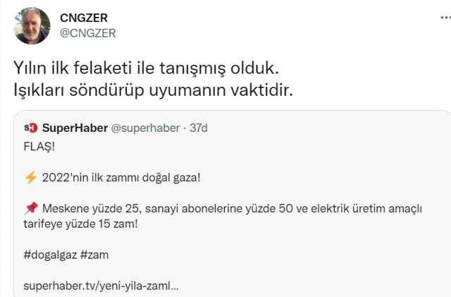 Erdoğan'ın kuzeninden elektrik zammı yorumu: Yılın ilk felaketi, ışıkları söndürüp uyuyalım