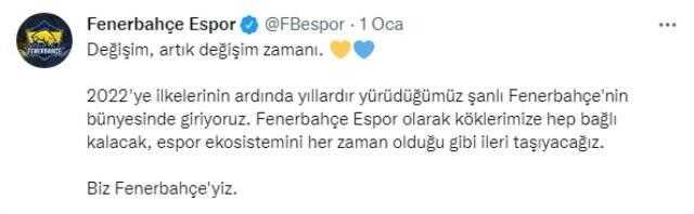 Fenerbahçe Espor, Fenerbahçe SK bünyesine katıldığını açıkladı
