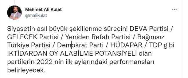 MAK Danışmanlık'tan Kulat: Siyasi küçük partiler şekillendirecek MAK Danışmanlık'tan Kulat: Siyasi küçük partiler şekillendirecek