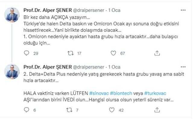 Bilim Kurulu üyesi Prof. Dr. Alper Şener'den 'omiciron' uyarısı: 2 doz aşı yetmiyor