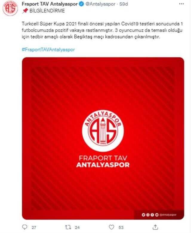 Kupa finalini de koronavirüs vurdu! Antalya'dan 4, Beşiktaş'tan 1 oyuncu kadrodan çıkarıldı