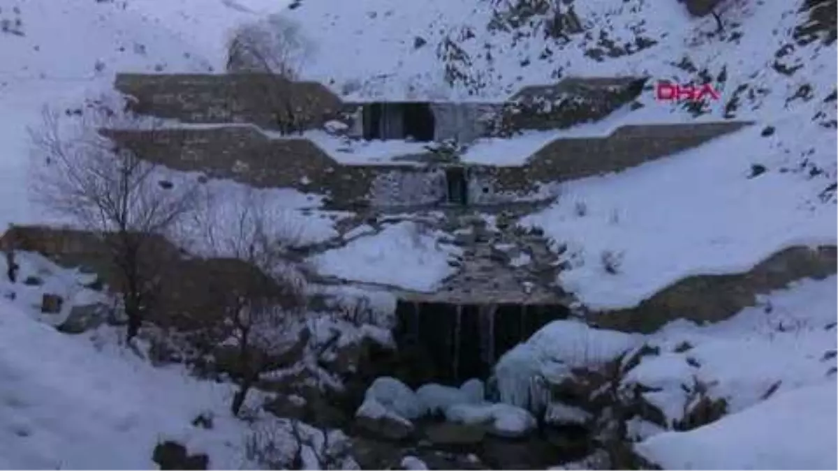 Muş'ta şelale ve dere buz tuttu