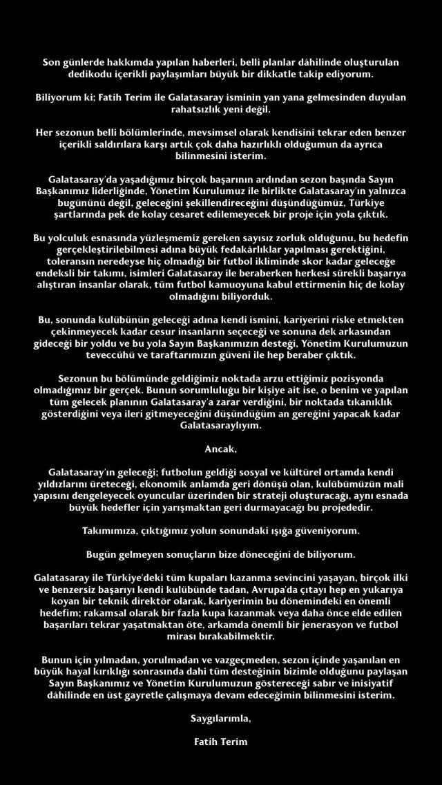 Son Dakika: Galatasaray'dan ayrılacağı konuşulan Fatih Terim, taraftarların yüreğine su serpti