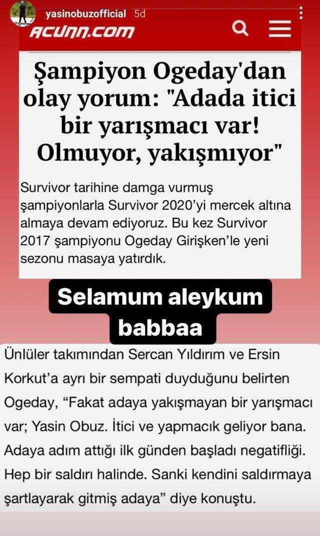 Survivor başlamadan polemikler başladı! Yasin Obuz, takım arkadaşı Ogeday Girişken'e meydan okudu