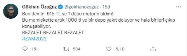 Aracının deposunu dolduran Gökhan Özoğuz, ödediği paraya isyan etti