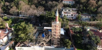 Vaniköy Camii'ndeki restorasyon çalışmaları havadan görüntülendi