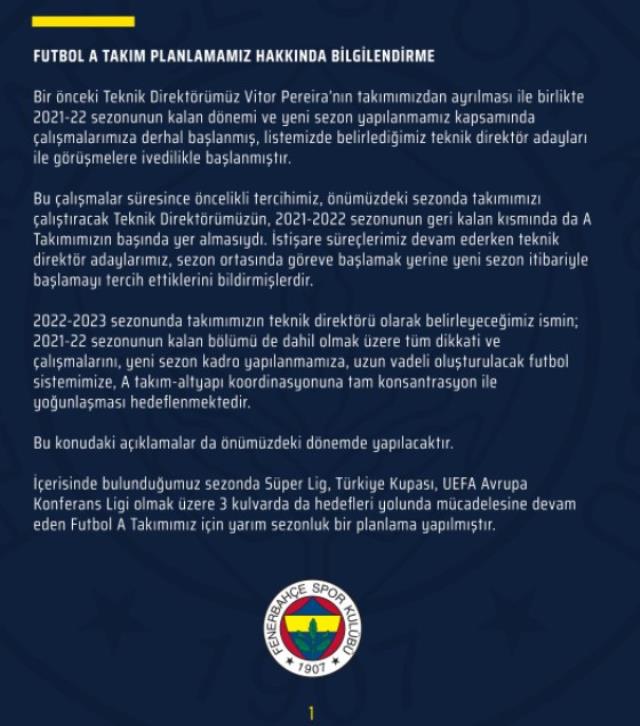Tepkiler kıyamet gibi! Fenerbahçe'nin yeni teknik direktör açıklaması taraftarı çıldırttı