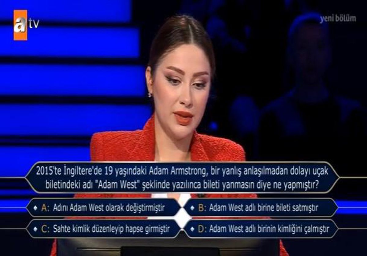 (2015'te İngiltere'de 19 yaşındaki Adam Armstrong) Kim Milyoner Olmak İster 14 Ocak Sorusu Cevabı Nedir? Kim Milyoner Olmak İster 50 Bin TL'lik soru!