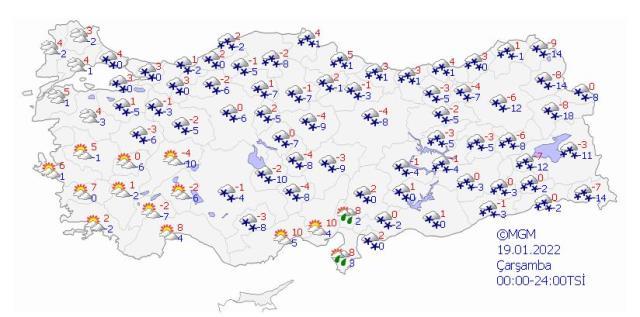 Meteoroloji'den 19 ile kuvvetli kar yağışı uyarısı Meteoroloji'den 19 ile kuvvetli kar yağışı uyarısı
