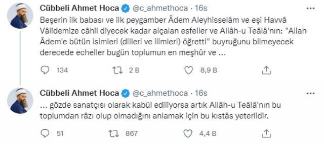 Sezen Aksu'nun tepki çeken 'Hz. Adem ve Hz. Havva' ile ilgili şarkı sözlerine Cübbeli Ahmet'ten sert tepki