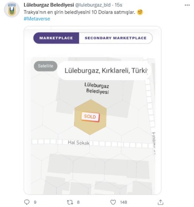 Lüleburgaz Belediye binası metaverse evreninde 10 dolara satıldı