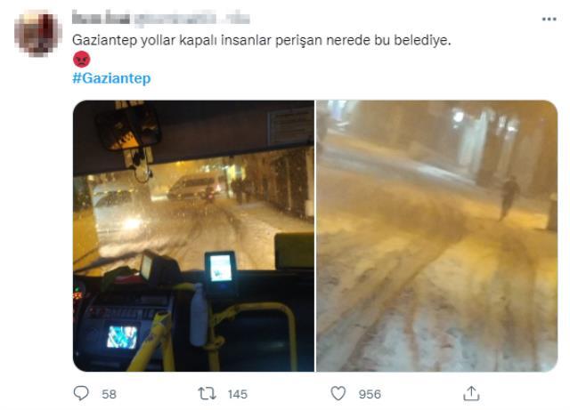 Kara teslim olan Gaziantep'te vatandaşlar yetersiz müdahaleden şikayetçi! Sosyal medyadan tepki yağdı