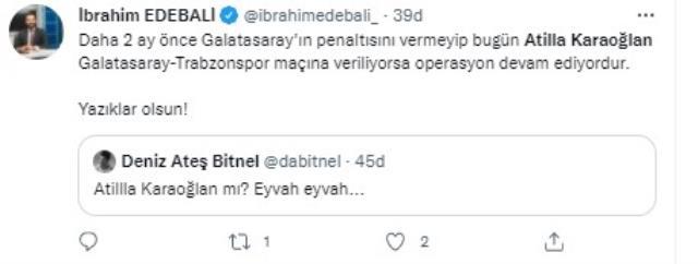 Galatasaray-Trabzon maçına atanan hakem taraftarları çıldırttı! Deniz Ateş Bitnel'den olay yorum Galatasaray-Trabzon maçına atanan hakem taraftarları çıldırttı! Deniz Ateş Bitnel'den olay yorum