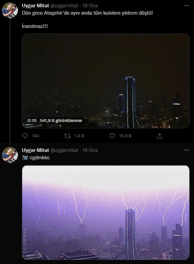 Görüntüler korku filmini aratmadı! Ataşehir'de kulelere aynı anda onlarca yıldırım düştü