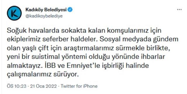Sosyal medya Kadıköy'de kaydedilen bu görüntüleri konuşuyor! Yaşlı çiftin kar altında kira yardımı istemesi kahretti