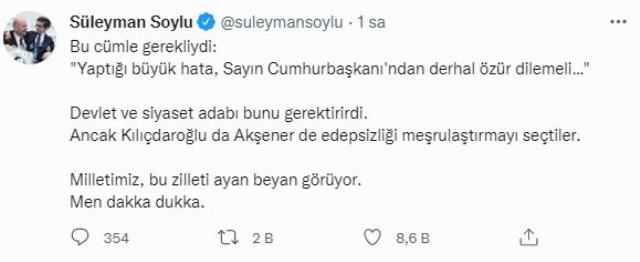 Sedef Kabaş&#39;a destek veren Kılıçdaroğlu ve Akşener&#39;e Bakan Soylu&#39;dan tepki: Men  dakka dukka – Son Dakika