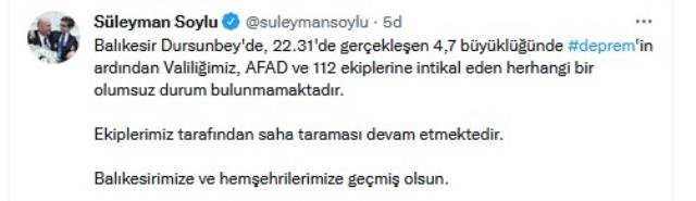 الدقيقة الماضية: زلزال بقوة 4.8 درجة وقع في باليكسير!  كما شعرت اسطنبول بالاهتزاز.