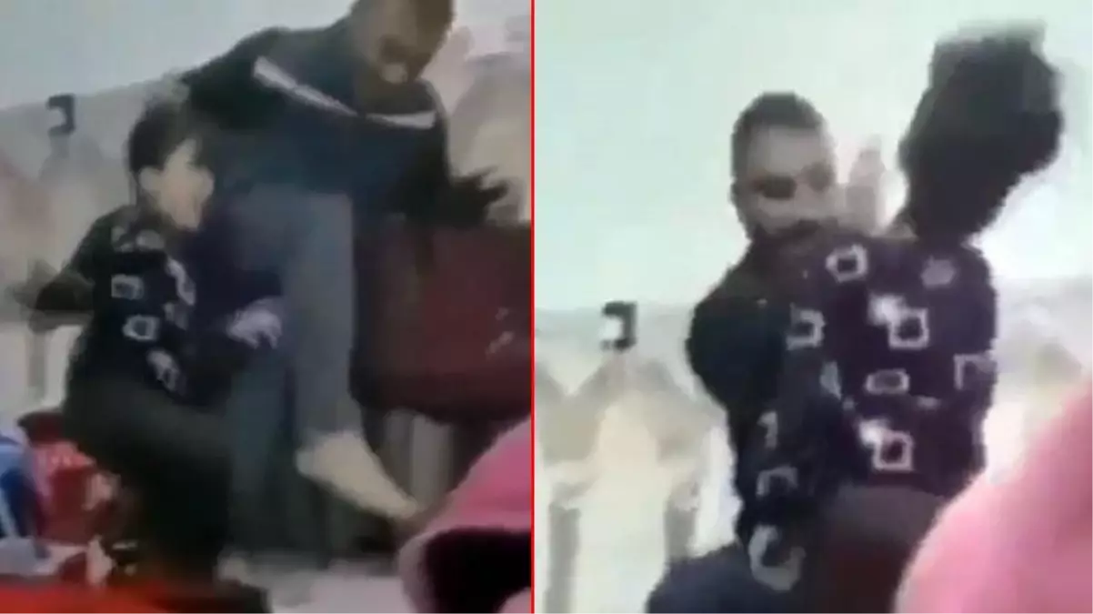 Karnesini beğenmediği kızını ters çevirip yerden yere vurdu! Cani babanın öldüresiye dayağı kamerada