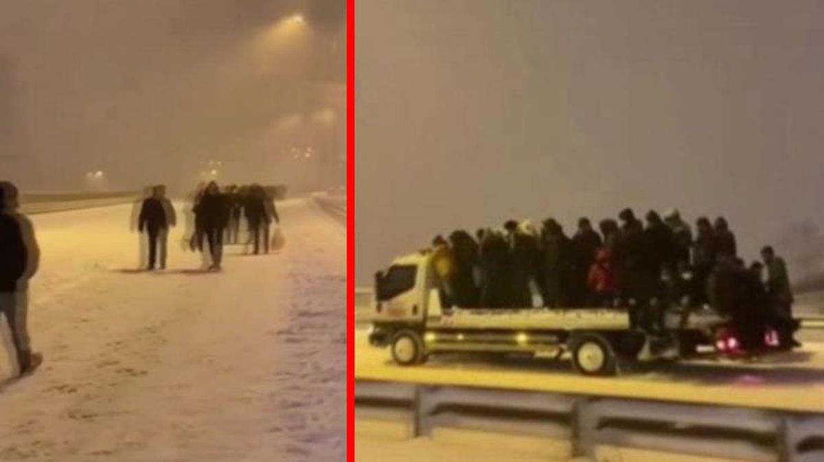 İstanbul'da ilginç görüntüler! Yolda kalan vatandaşları çekici taşıdı