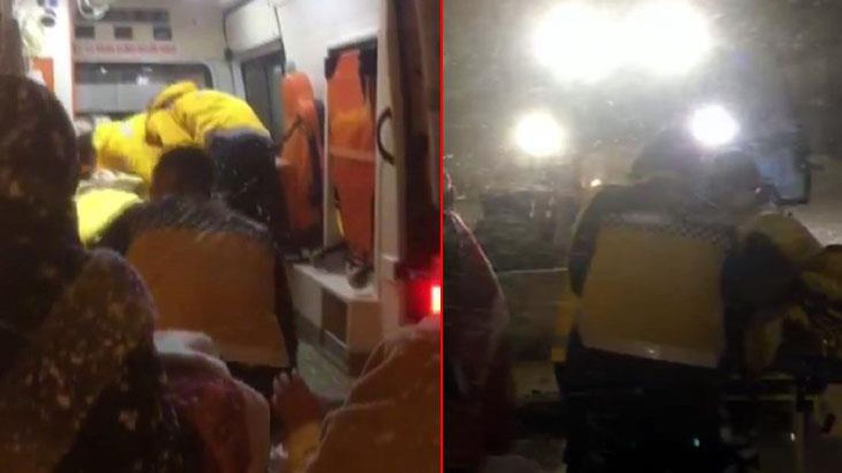 Yoğun kar yağışı yolları kapattı! Kalp krizi geçiren hasta, kepçeyle ambulansa yetiştirildi