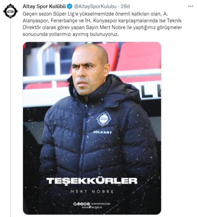 Geldiği gibi gitti! Altay, teknik direktör Mert Nobre'yle yolları ayırdı