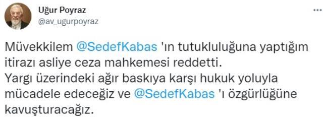 Son Dakika! Gazeteci Sedef Kabaş'ın tutukluluğuna yönelik yapılan itiraz reddedildi