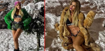 Ünlü model Berna Arıcı da modaya uydu! İç çamaşırıyla karda poz verdi