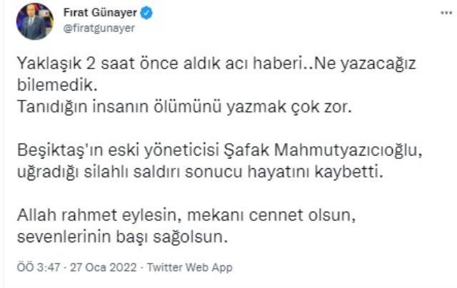 Geriye akıllara kazınan o kareler kaldı! Silahlı saldırıda hayatını kaybeden Şafak Mahmutyazıcıoğlu camiayı yasa boğdu Geriye akıllara kazınan o kareler kaldı! Silahlı saldırıda hayatını kaybeden Şafak Mahmutyazıcıoğlu camiayı yasa boğdu
