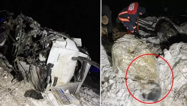 Şarampole devrilen TIR'dan fırlayan sürücü, kaya parçasının altında kalıp öldü
