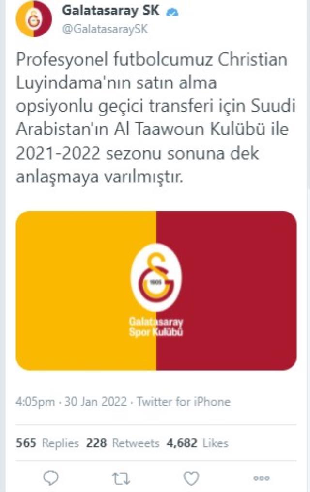 Galatasaray'da ayrılık rüzgarları sert esiyor! Luyindama resmen gitti Galatasaray'da ayrılık rüzgarları sert esiyor! Luyindama resmen gitti