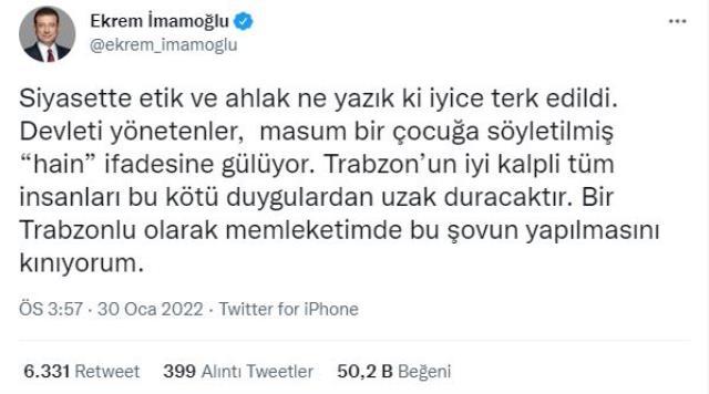 İmamoğlu'ndan Trabzon'daki küçük çocukla ilgili açıklama! Hemşehrilerine seslendi