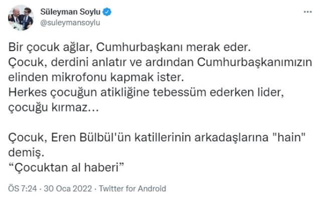 Trabzon'da Kılıçdaroğlu'na 'Hain' diyen çocukla ilgili Bakan Soylu'dan ilk yorum: Çocuktan al haberi