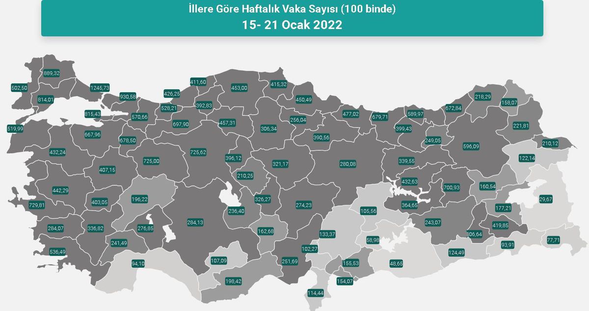 İl il koronavirüs vaka sayıları kaçtır? 15-21 Ocak İl il güncel koronavirüs risk haritası ve haftalık vaka sayıları açıklandı mı?