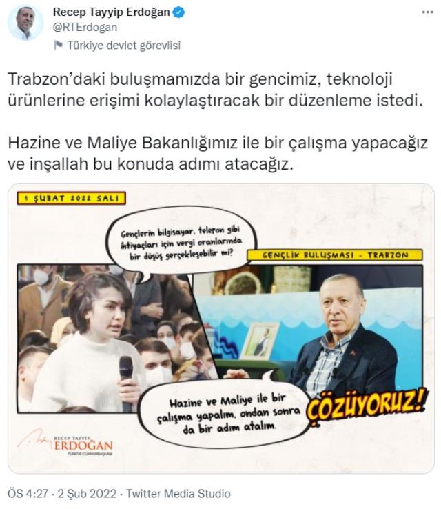 Genç kız istedi, Cumhurbaşkanı Erdoğan talimatı verdi! Teknoloji ürünlerine