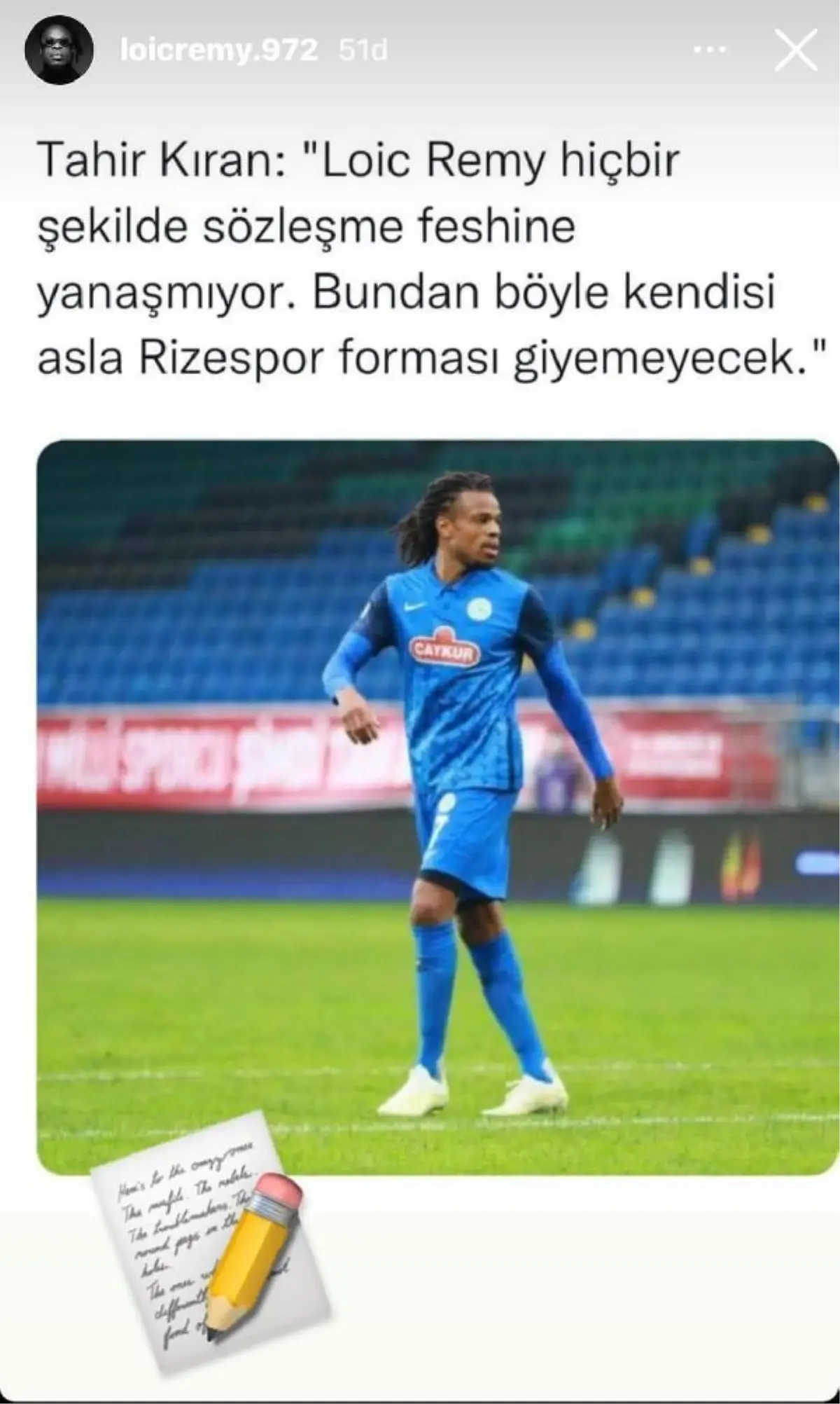 Loic Remy'den başkan Tahir Kıran'a gönderme