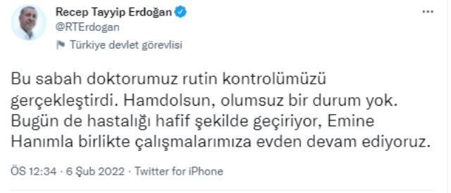 Son Dakika! Koronaya yakalanan Cumhurbaşkanı Erdoğan'dan sağlık durumuna ilişkin yeni açıklama: Hamdolsun, olumsuz bir durum yok