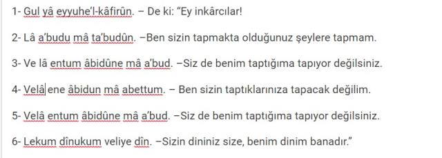 Kafirun suresi anlamı nedir? Kafirun suresinin okunuşu (Türkçe ve Arapça ) nasıldır? Kafirun suresinin tefsiri nedir?