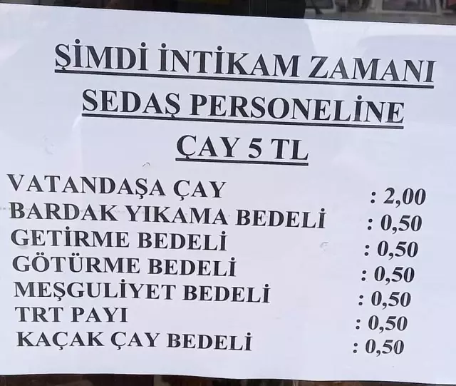 Faturaların yüksekliğine sinirlendi, elektrik şirketi çalışanlarına çayı 5 TL yaptı! TRT payı da alıyor