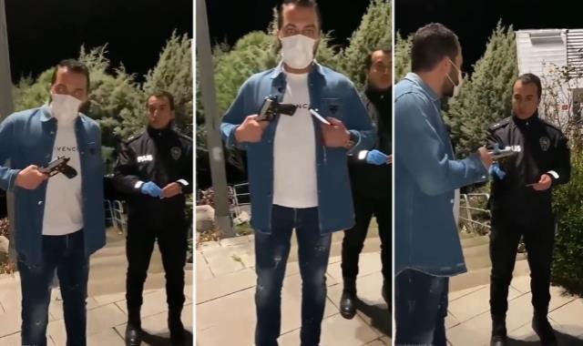 Polislerle yaşadığı diyalogla tepki çeken Gökhan Göz'ün bozkurt işareti yaptığı görüntü ortaya çıktı