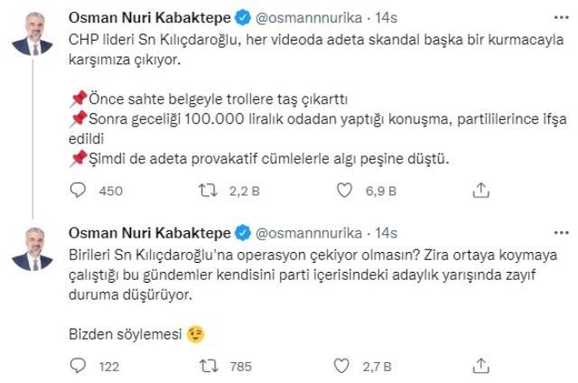 AK Parti İstanbul İl Başkanı Kabaktepe'den Kılıçdaroğlu'na manidar gönderme: Birileri CHP liderine operasyon çekiyor olmasın?