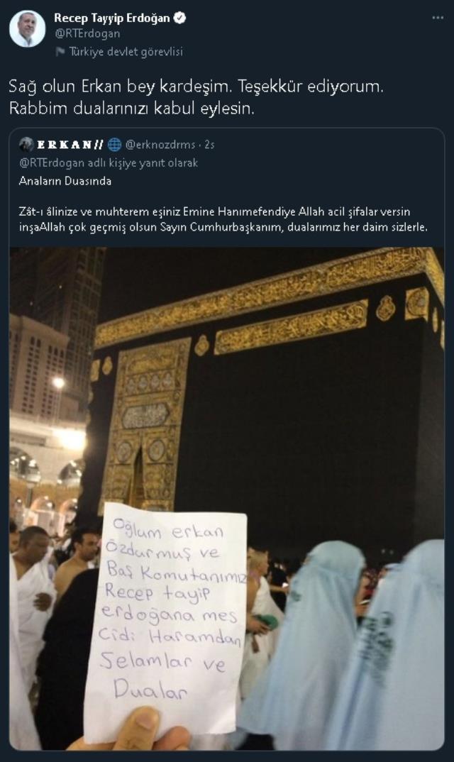 Cumhurbaşkanı Erdoğan vatandaşların 'geçmiş olsun' paylaşımlarını yanıtladı Cumhurbaşkanı Erdoğan vatandaşların 'geçmiş olsun' paylaşımlarını yanıtladı