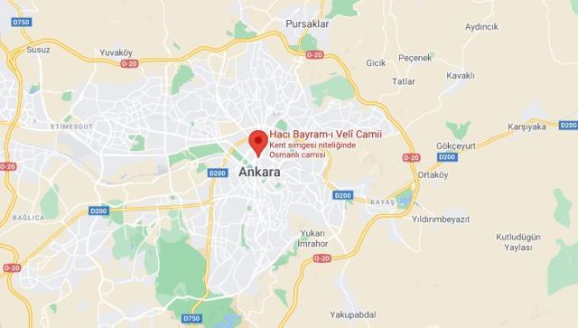 Hacı Bayram-ı Veli Türbesi ve Camisi nerededir? Hacı Bayram-ı Veli Türbesi hangi il ve ilçede bulunur? Ankara'da mı yer alıyor? (Haritadaki yeri)