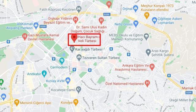Hacı Bayram-ı Veli Türbesi ve Camisi nerededir? Hacı Bayram-ı Veli Türbesi hangi il ve ilçede bulunur? Ankara'da mı yer alıyor? (Haritadaki yeri)