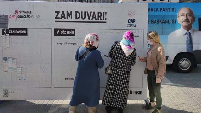 CHP'den 39 ilçede 'zam duvarı' eylemi! Vatandaşlar düşüncelerini yazdı