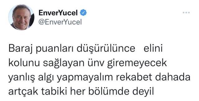 Enver Yücel'in tweetleri olay oldu: Elini kolunu sallayan üniversiteye giremeyecek Enver Yücel'in tweetleri olay oldu: Elini kolunu sallayan üniversiteye giremeyecek